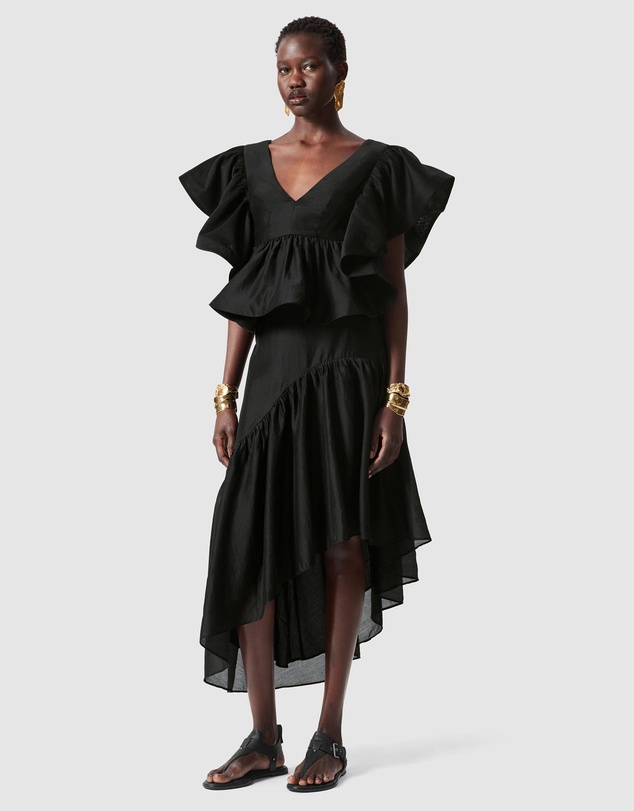 & Other Stories - Asymmetric Ruffle Midi Skirt