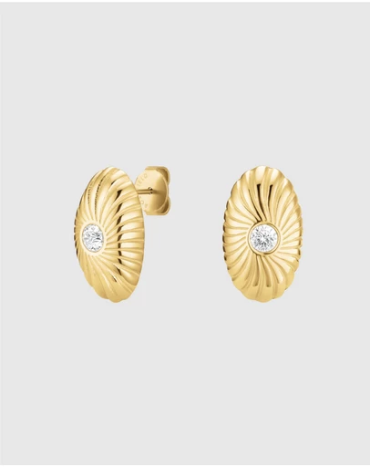 Rosefield - Bold Solitaire Textured Stud Gold-Tone Earrings