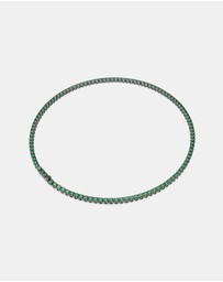 Swarovski - Matrix Tennis Necklace, Round Cut, Green, Ruthenium Plated