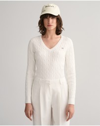 Gant - Stretch Cotton Cable V-Neck Knit