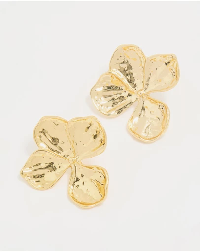 Lovisa - Gold Plated Textured Flower Stud Earrings