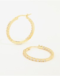Lovisa - Gold Plated Cubic Zirconia Skinny Large Hoop Earrings