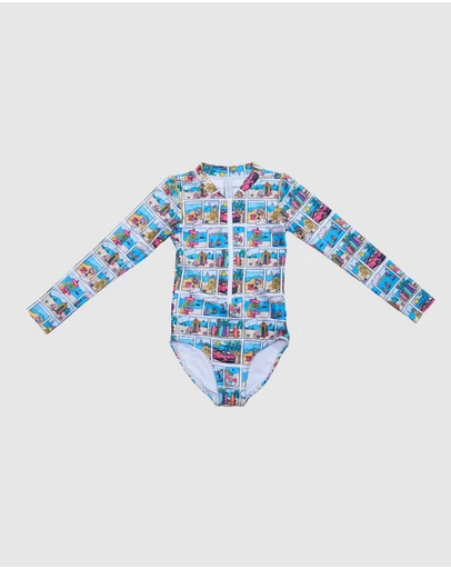 Olga Valentine - Long Sleeve Zip One Piece Swimsuit