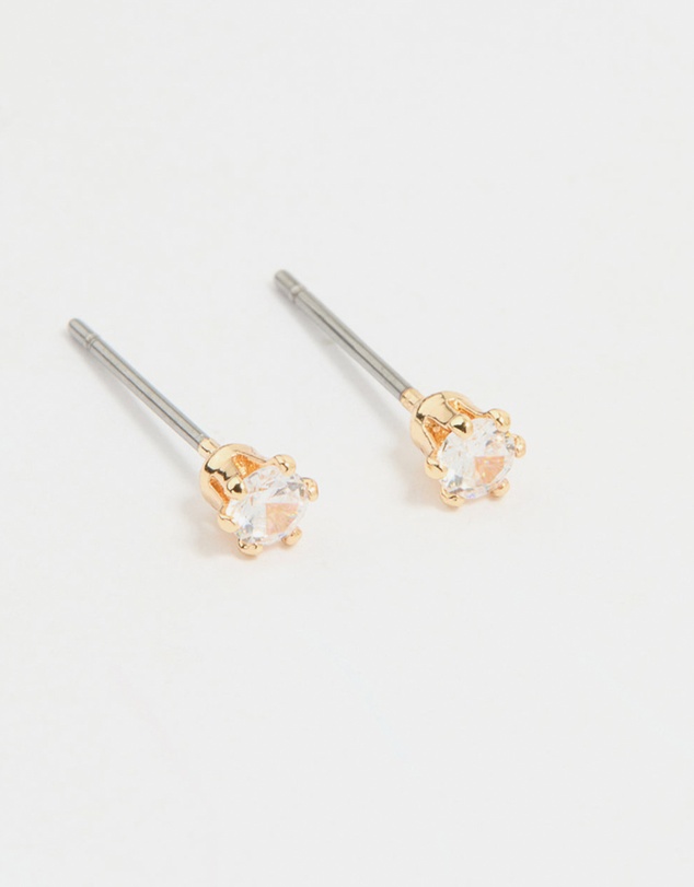 Lovisa - Gold Cubic Zirconia Chain & Stud Earrings 3-Pack