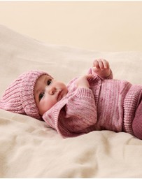 Wilson & Frenchy - Rhubarb And Cream Knitted Ruffle Jumper - Babies