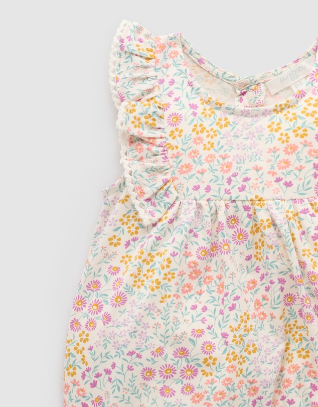 Purebaby - Ruffle Shortie Growsuit-Babies