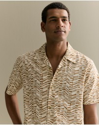 Trenery - Geo Stripe Relaxed Short Sleeve Shirt in Cognac