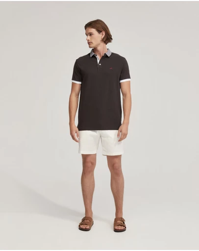 Oxford - Dylan Striped Collar Pique Polo