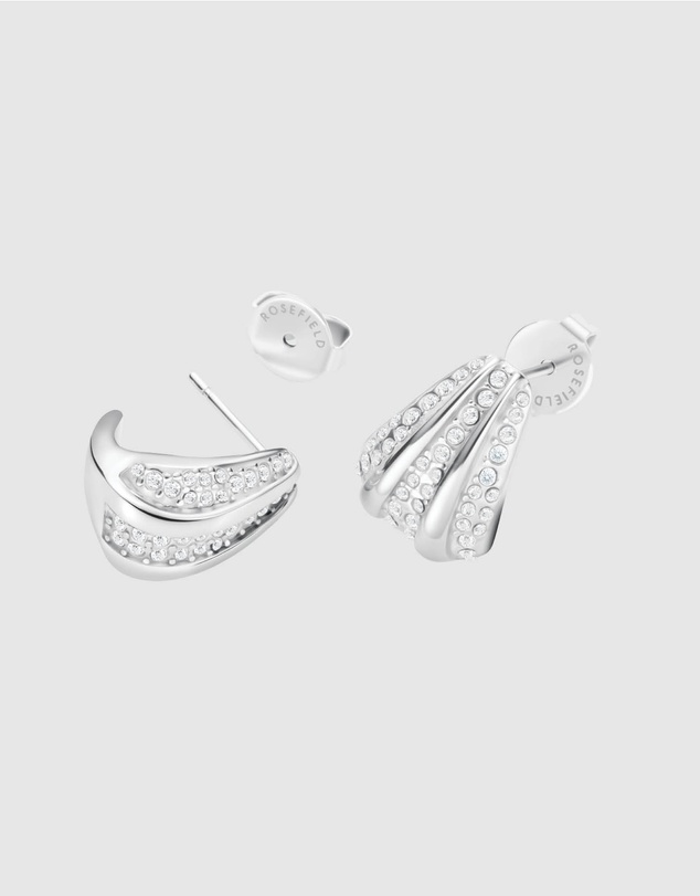 Rosefield - Pavé Striped Silver-Tone Stud Earrings