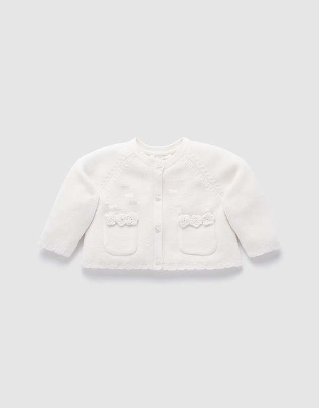 Purebaby - Crochet Flower Cardigan-Kids-Babies
