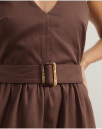Atmos&Here - Ada Cotton Twill V-Neck Midi Dress