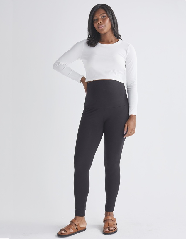 Angel Maternity - Celia Maternity Long Sleeve Cotton Crop Tee - White
