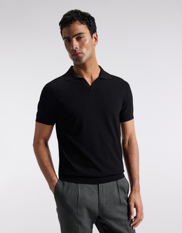 Calibre - Technical Knit Rib Collar Polo Black