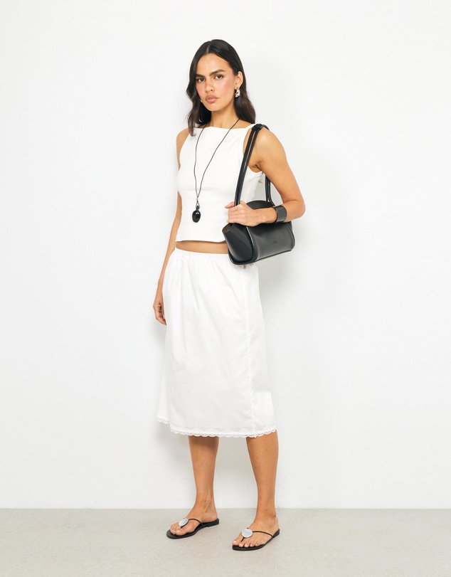 AERE - Mimi Lace Trim Midi Skirt
