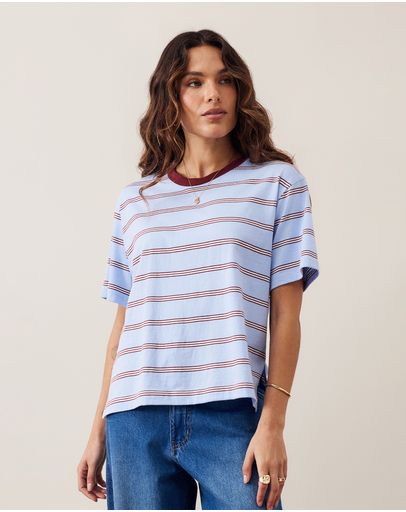 CHINA BLUEMULBURRY WHITE STRIPE