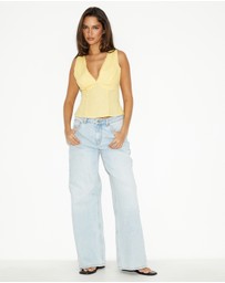 Dazie - Weekend Wine Linen Blend Top