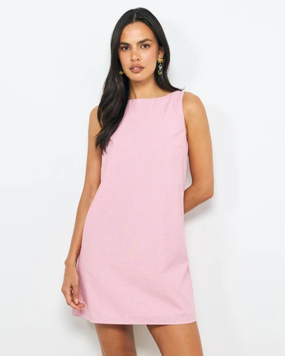 AERE - Check Tie Back Mini Dress