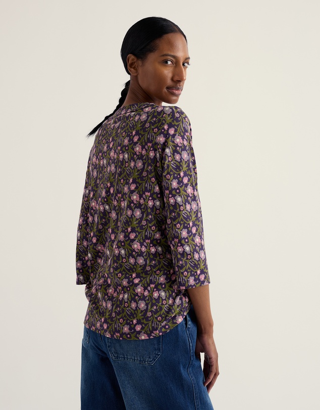 Seasalt - Seasalt Cornwall Purple Barnoon 3/4 Sleeve Jersey Top