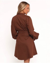Petal & Pup - Phoenix Long Sleeve Mini Dress - Brown Denim