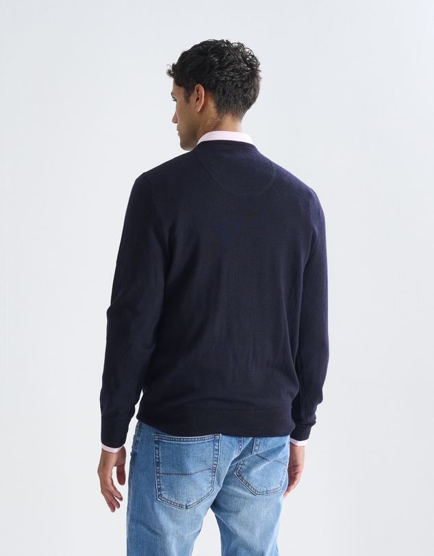 3 Wise Men - 3 Wise Men Driver Crew Neck Merino Knit - Navy