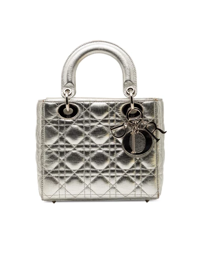 Pre-Loved by Azura Reborn - Pre-Loved Small Metallic Grained Calfskin Cannage My ABCDior Lady Dior