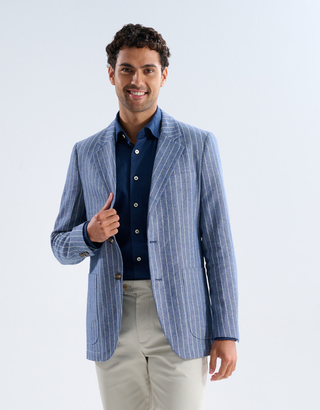 3 Wise Men - 3 Wise Men Edmund Blue Linen Blazer