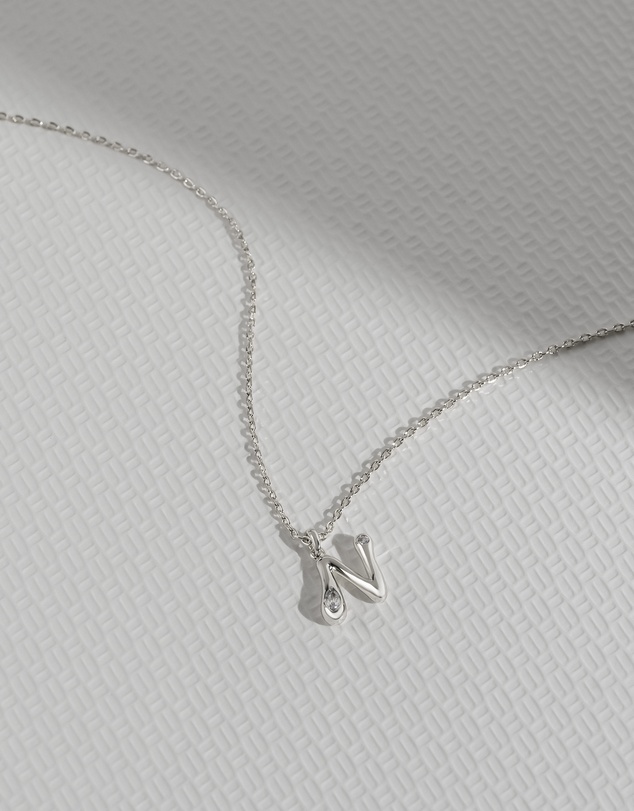 Wanderlust + Co - Alphabet Bubble Silver Necklace - Letter N