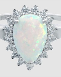 Georgini - Georgini Opal Glow Rozelle White Created Opal Silver Ring