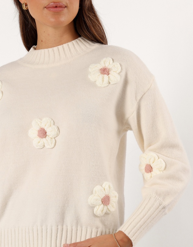 Petal & Pup - Alto Flower Knit Sweater - White