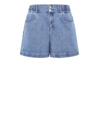 City Chic - Plus size Stretch Waist Denim Short - mid wash