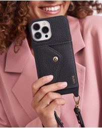 LOUVE COLLECTION - Leather Phone Case Wallet & Strap + Pearl Crossbody Chain & Wristlet