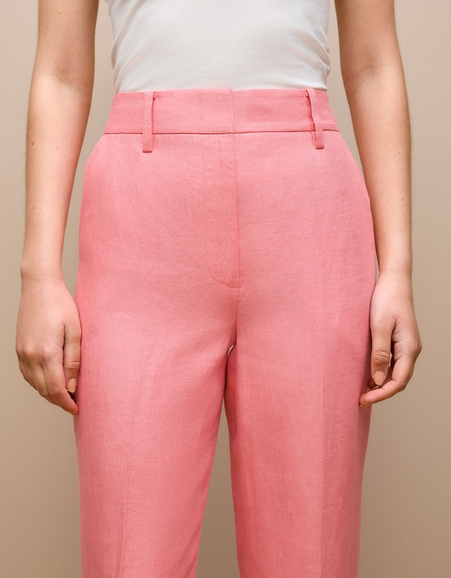 Trenery - Linen Tapered Leg Pant in Pink Peony