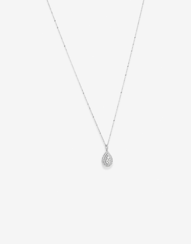 Michael Hill - 0.65 Carat TW Pear Shaped Diamond Cluster Pendant with Chain in 10kt White Gold