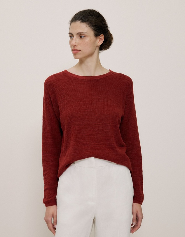 Trenery - Linen Cotton Pullover in Russet