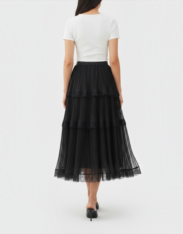 Mossée - Odette Tiered Lace Tulle Skirt