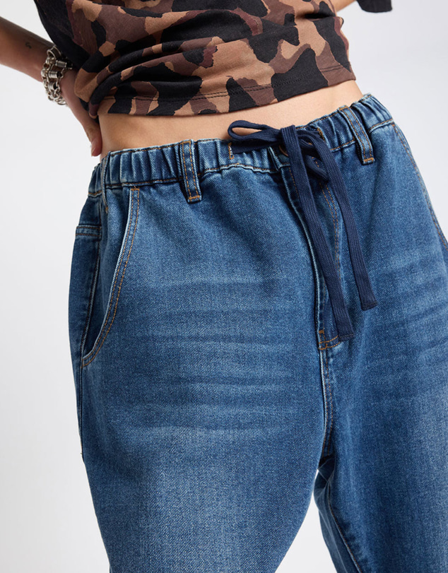 ONE TEASPOON - Outcasts Low Waist Drop Crotch Harem Denim Jeans - Rodeo Blue