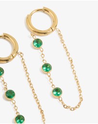 Lovisa - Waterproof Gold Plated Stainless Steel Green Cubic Zirconia Huggie Earrings 2-Pack