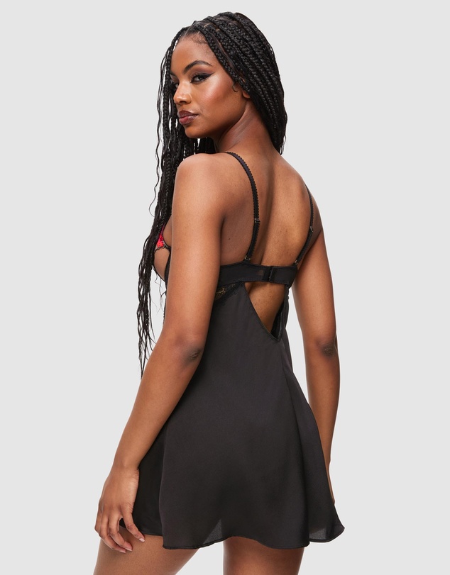 Ann Summers - Caged Rose Satin Lace Chemise