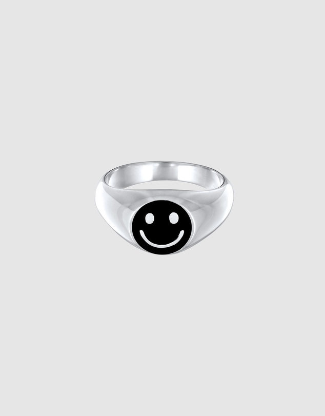 Kuzzoi - ICONIC EXCLUSIVE - Smiling Face Signet Ring in 925 Sterling Silver