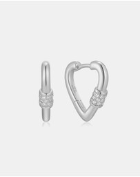 Ania Haie - Silver Heart Clasp Huggie Earrings