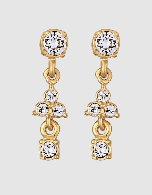 Elli Jewelry - Earrings Women Stud White Crystals 925 Sterling Silver Gold Plated