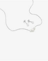Michael Hill - Cultured Freshwater Pearl Stud Earring and Necklace Set in Sterling Silver