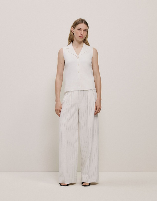 Trenery - Cotton Cashmere Knit Vest in Parchment