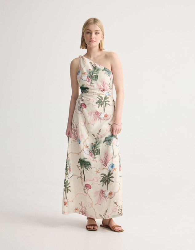 Oxford - Maja One Shoulder Linen Dress