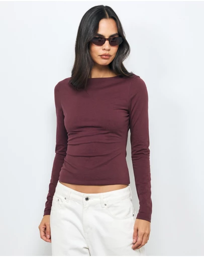AERE - Tess Boat Neck T-Shirt