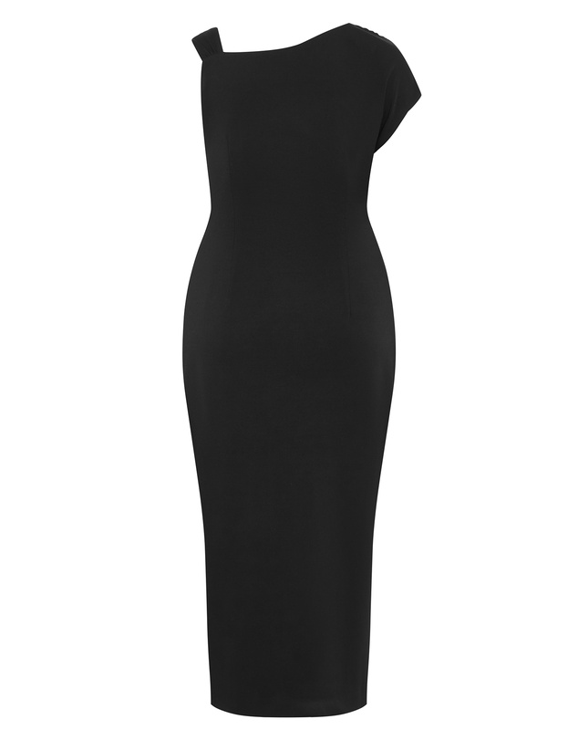 City Chic - Plus size Vivi Ruched Maxi Dress - black