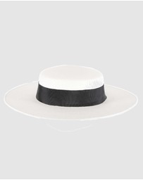 Max Alexander - White and Black Boater Hat