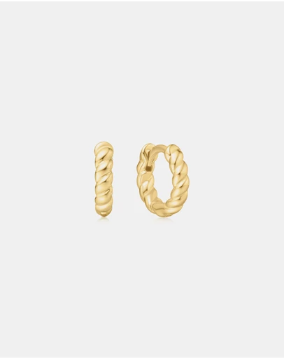 Ania Haie - Ania Haie Gold Texture Small Huggie Hoop Earrings