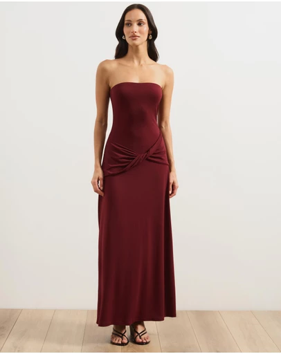 Atmos&Here - Clara Strapless Maxi Dress With Twist Detail