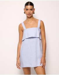 AERE - Nora Buckle Detail Linen Mini Dress